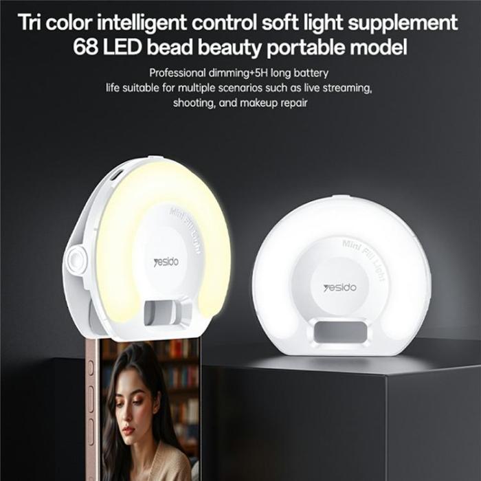 Yesido - YESIDO Selfie-Ringlampa med Mobilklämma och LED-Belysning DH13