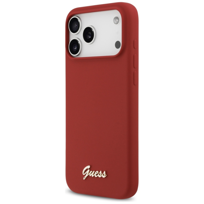 Guess - Guess Mobilskal För iPhone 17 Pro Max Magsafe Script Metal Logo - Magenta