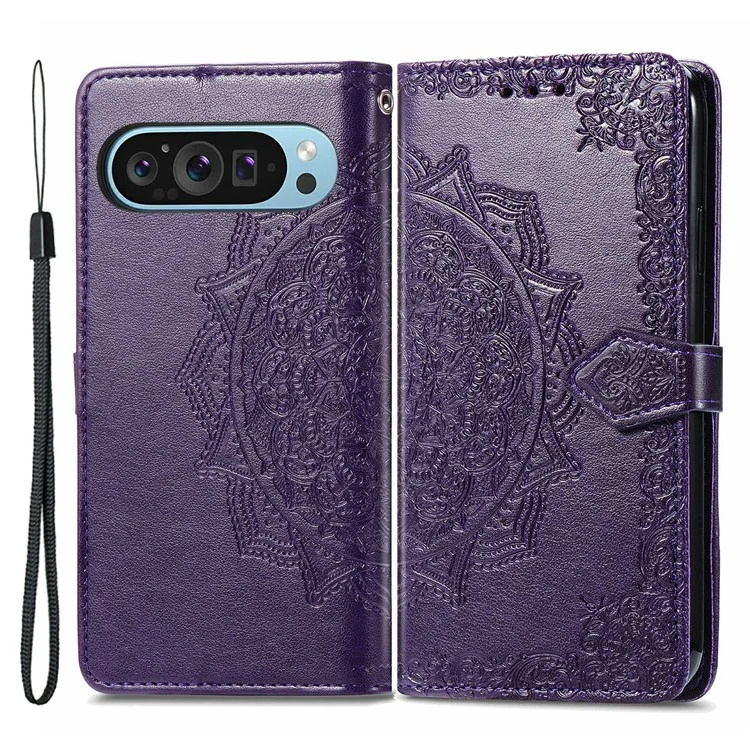 Google Pixel 10/10 Pro Plånboksfodral Mandala Flower - Lila | 2353 | AlltMobil