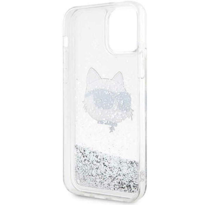 KARL LAGERFELD - Karl Lagerfeld iPhone 12/12 Pro Skal Liquid Glitter Choupette Head - Silver