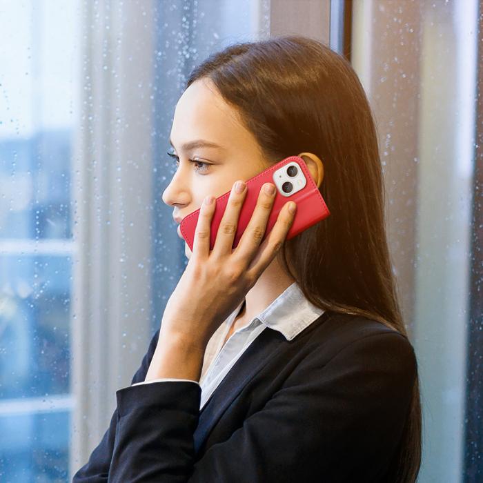 Dux Ducis - Dux Ducis iPhone 14 Plus Plånboksfodral Äkta Läder Hivo Flip - Röd