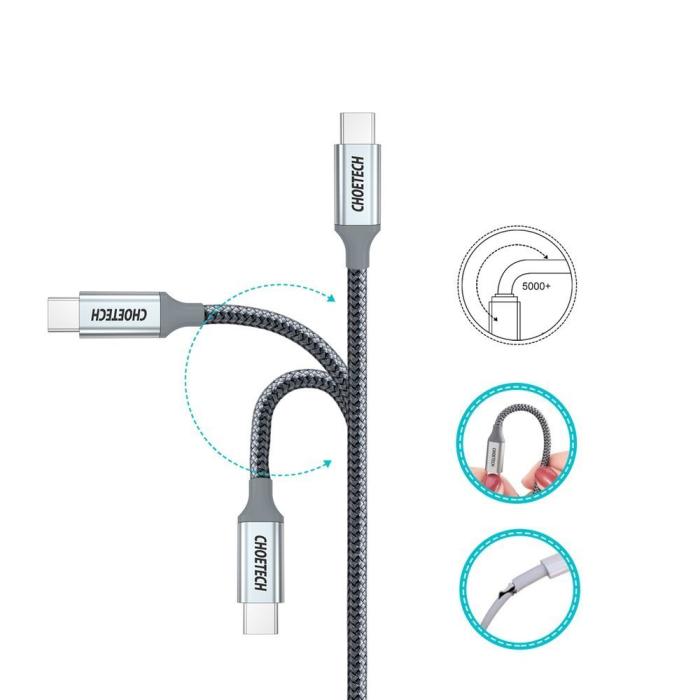 Choetech - Choetech USB-C till USB-C 5A 100W 1.8 m kabel - Grå