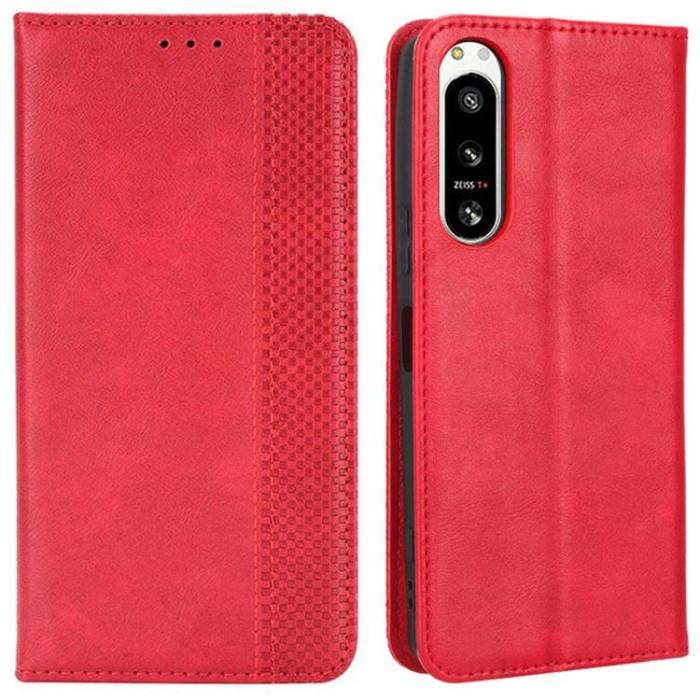 OEM - Sony Xperia 5 IV Plånboksfodral Vintage Flip - Röd
