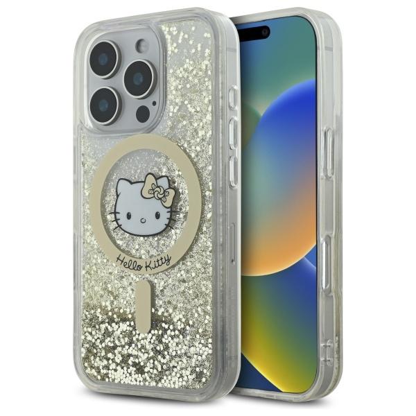Hello Kitty iPhone 16 Pro Max Mobilskal MagSafe Liquid Glitter - Vit Guld | 2353 | AlltMobil