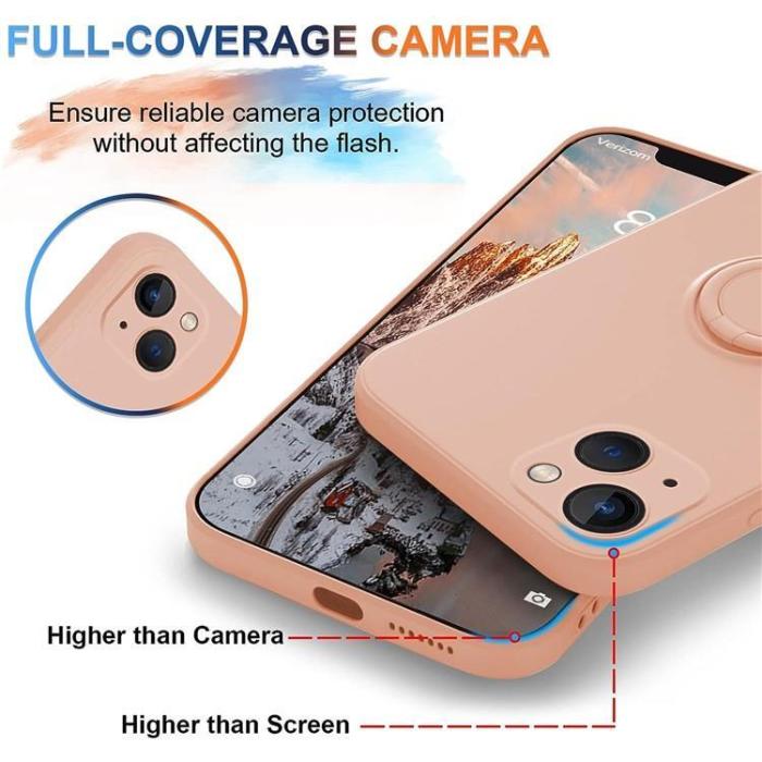 OEM - iPhone 15 Plus Mobilskal Ringhållare Liquid Silikon - Rosa