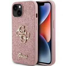 Guess - Guess iPhone 15 Mobilskal Glitter Script Big - Rosa