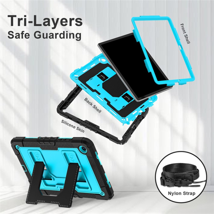 A-One Brand - Galaxy Tab A9 Plus Skal Kickstand Med Rem Anti Drop - Blå