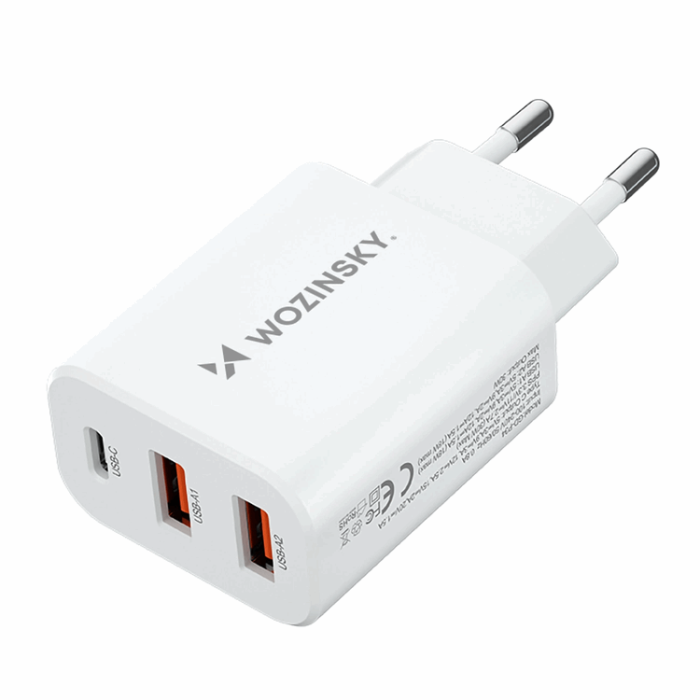 Wozinsky - Wozinsky Väggladdare 30W USB-C/2 x USB-A - Vit