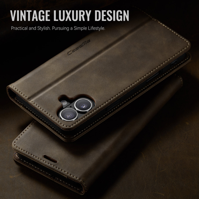 Caseme - Caseme iPhone 17 Plånboksfodral RFID Blocking 033 Series - Kaffe
