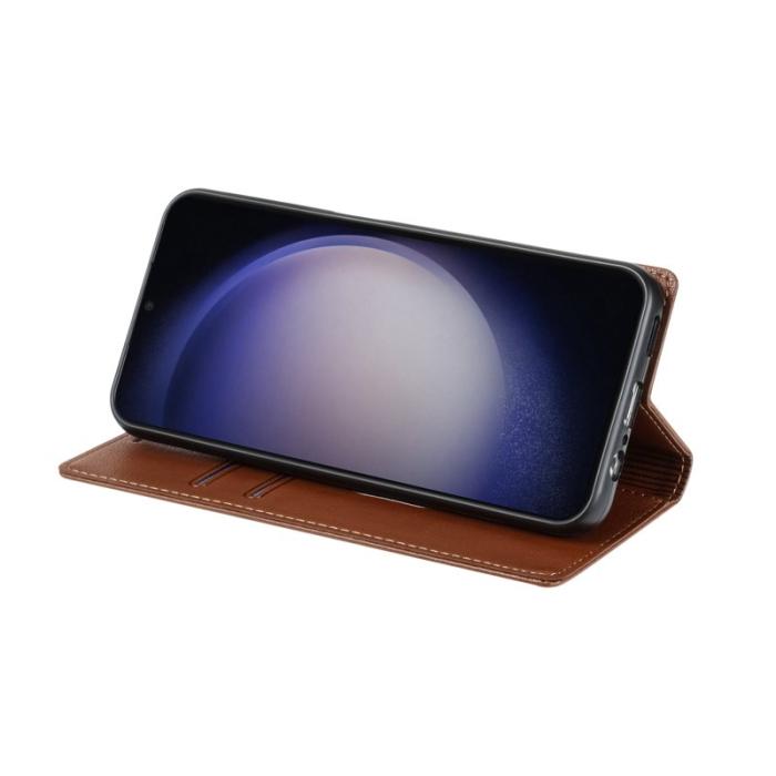 Amorus - Samsung Galaxy S26 Plånboksfodral Magnetisk Stängning Konstläder - Brun