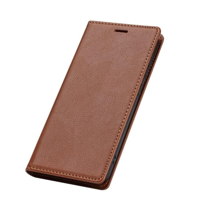 Amorus - Samsung Galaxy S26 Plånboksfodral Magnetisk Stängning Konstläder - Brun