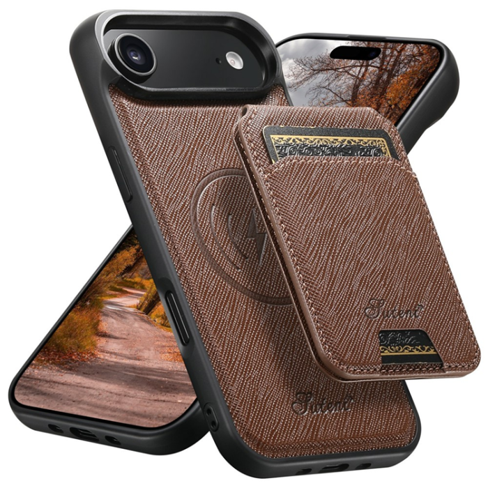 SUTENI - SUTENI iPhone 17 Air Mobilskal MagSafe Cross Texture H18 - Brun