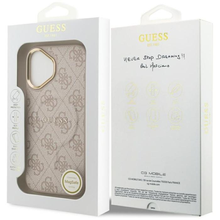 Guess - Guess iPhone 17 Mobilskal MagSafe 4G PU Classic Logo - Rosa