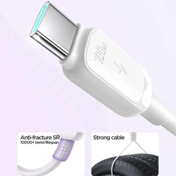 SiGN - SiGN USB-C till USB-C Kablar 3m 100W - Vit