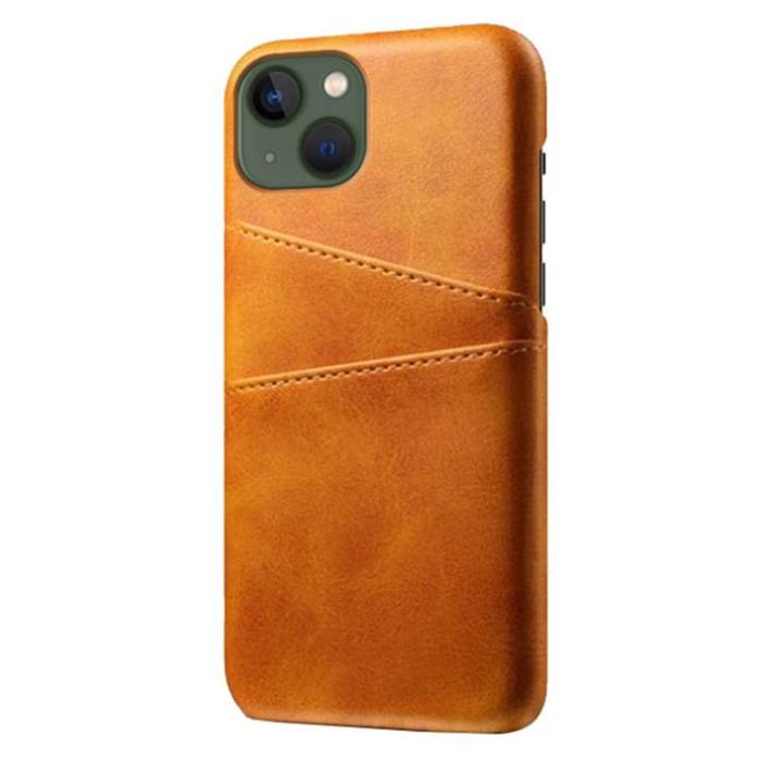 OEM - iPhone 14 Plus Skal Korthållare PU Läder - Orange