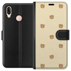 Gustaf - Pl&aring;nboksfodral till Huawei P20 lite med Bj&ouml;rnm&ouml;nster