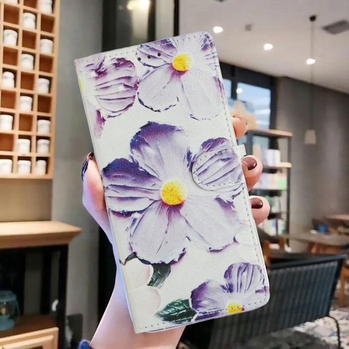 OEM - Samsung Galaxy A57 Plånboksfodral Konstläder - Lila Blomma