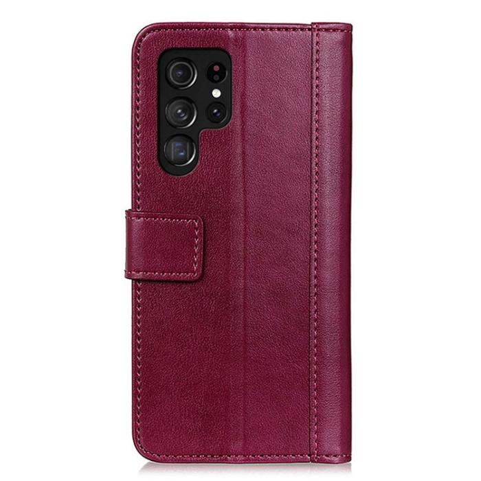 KHAZNEH - KHAZNEH Galaxy S23 Ultra Plånboksfodral Stand Flip PU Läder - Röd