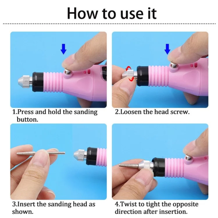 OEM - Elektrisk Nagelfilsset USB Uppladdningsbar - Svart