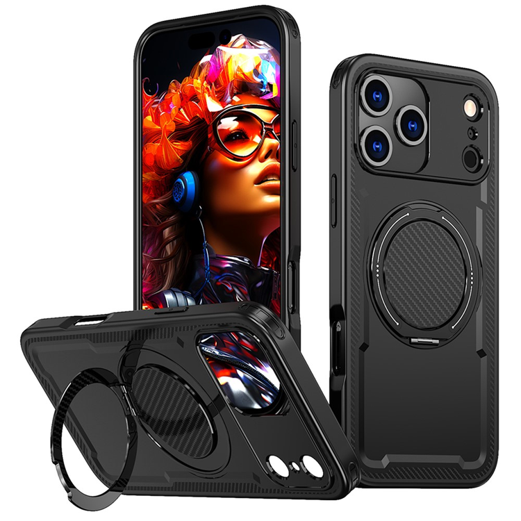 iPhone 17 Pro Mobilskal MagSafe TPU+PC Kickstand - Svart | 2353 | AlltMobil