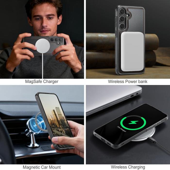 OEM - JEEHOOD Samsung Galaxy S24 Fodral KonstLäder - Svart