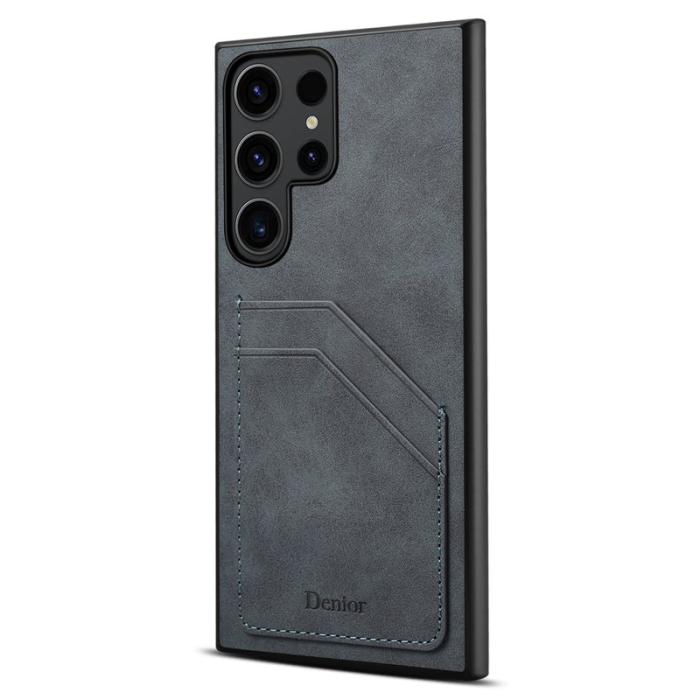 DENIOR - DENIOR Samsung Galaxy S23 Ultra Fodral KonstLäder Grå