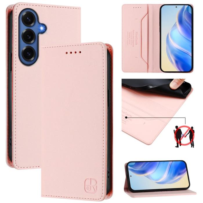 OEM - RINACASIS Samsung Galaxy S26+ Plånboksfodral Konstläder RFID Skydd - Rosa