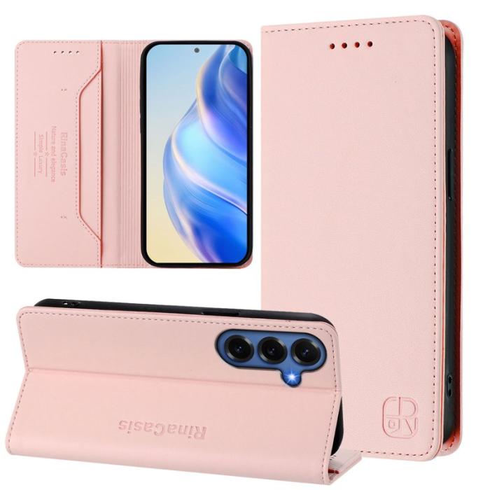 OEM - RINACASIS Samsung Galaxy S26+ Plånboksfodral Konstläder RFID Skydd - Rosa
