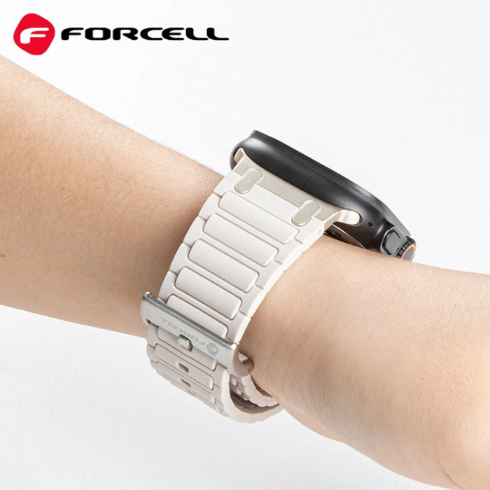 Forcell - Forcell Apple Watch (42/44/45/49) Armband Silikon - Vit