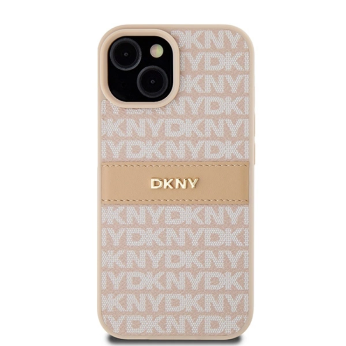 DKNY - DKNY iPhone 15/14 Plus Mobilskal Läder Mono Stripe & Metal Logo
