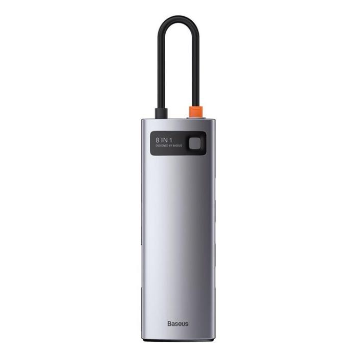 BASEUS - Baseus Metal 8in1 Multifunctional HUB USB-C 100 W - Grå
