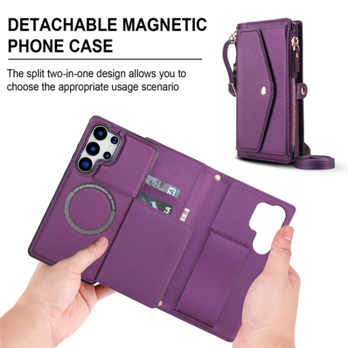 A-One Brand - Galaxy S25 Ultra Plånboksfodral MagSafe Detachable - Lila
