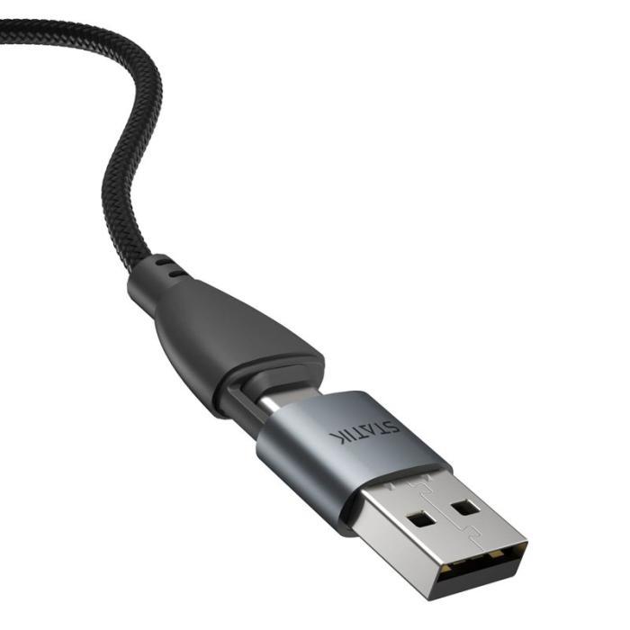 STATIK - STATIK Kabel 360 Pro Magnetisk Spets USB-C/Lightning/MicroUSB Svart 1m