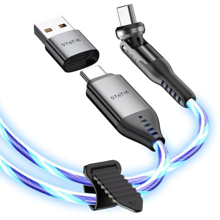 STATIK - STATIK Kabel PowerPivot Pro Glowing LED USB-C Till USB-C 1m