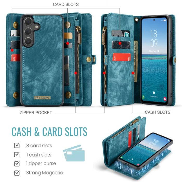 Caseme - CaseMe Plånboksfodral för Samsung Galaxy S26 Konstläder med avtagbar rem - Blå