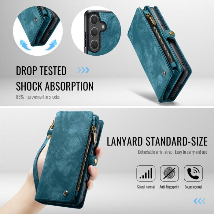 Caseme - CaseMe Plånboksfodral för Samsung Galaxy S26 Konstläder med avtagbar rem - Blå