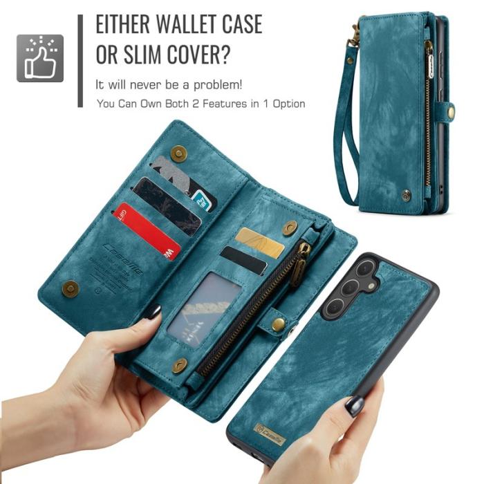 Caseme - CaseMe Plånboksfodral för Samsung Galaxy S26 Konstläder med avtagbar rem - Blå
