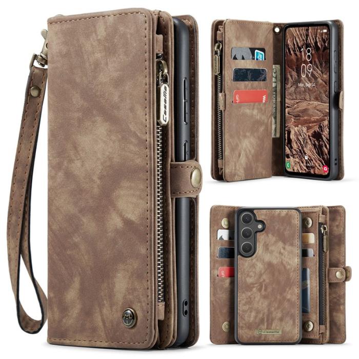 Caseme - CaseMe Plånboksfodral för Samsung Galaxy S26 Konstläder med avtagbar rem - Brun
