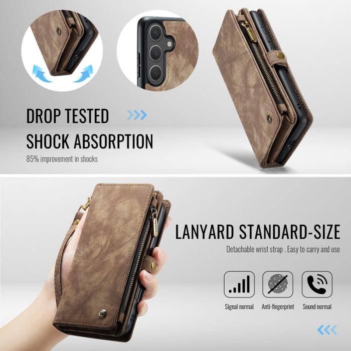 Caseme - CaseMe Plånboksfodral för Samsung Galaxy S26 Konstläder med avtagbar rem - Brun