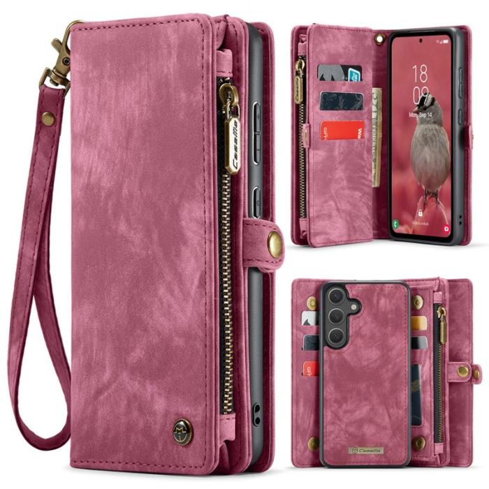 Caseme - CaseMe Plånboksfodral för Samsung Galaxy S26 Konstläder med avtagbar rem - Röd