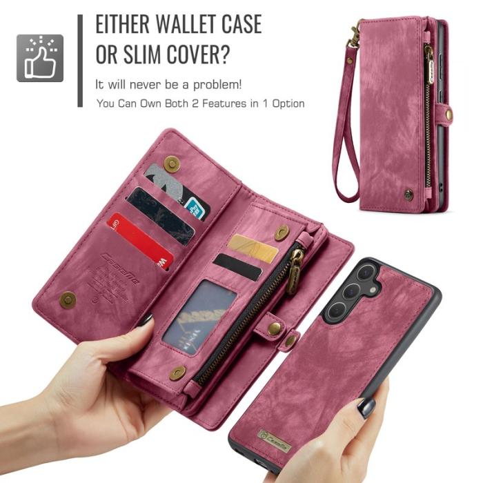 Caseme - CaseMe Plånboksfodral för Samsung Galaxy S26 Konstläder med avtagbar rem - Röd