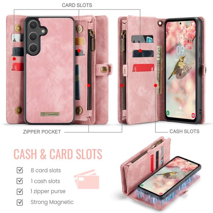 Caseme - CaseMe Plånboksfodral för Samsung Galaxy S26 Konstläder med avtagbar rem - Rosa