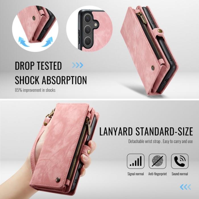 Caseme - CaseMe Plånboksfodral för Samsung Galaxy S26 Konstläder med avtagbar rem - Rosa