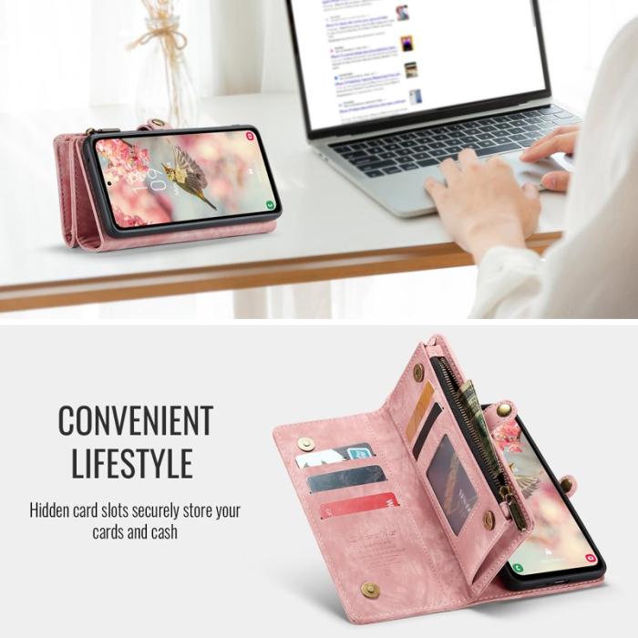 Caseme - CaseMe Plånboksfodral för Samsung Galaxy S26 Konstläder med avtagbar rem - Rosa