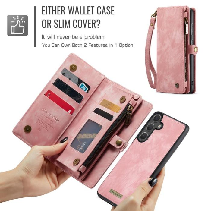 Caseme - CaseMe Plånboksfodral för Samsung Galaxy S26 Konstläder med avtagbar rem - Rosa