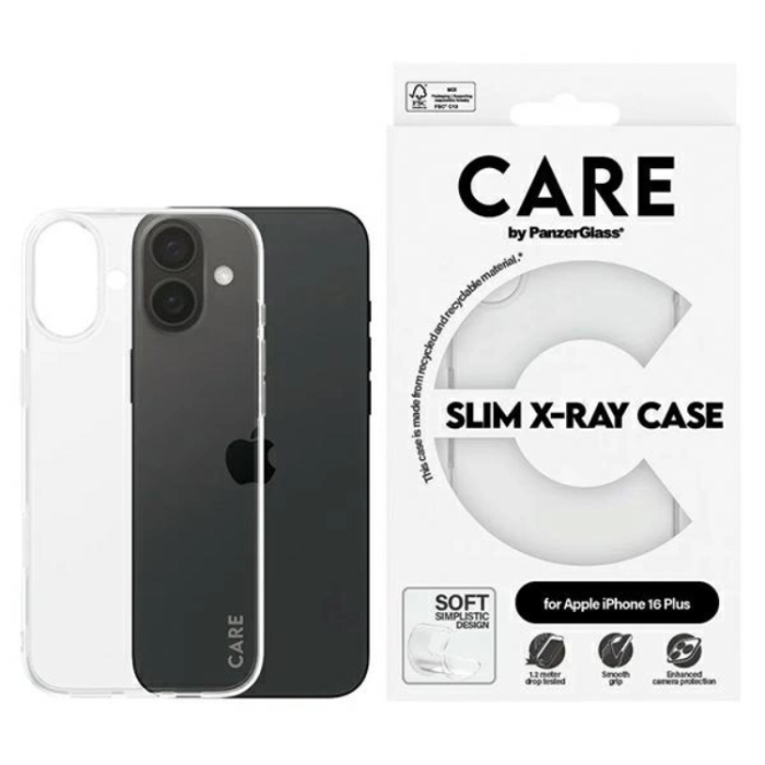 PanzerGlass - CARE By PanzerGlass iPhone 16 Plus Mobilskal X-Ray Soft - Transparent