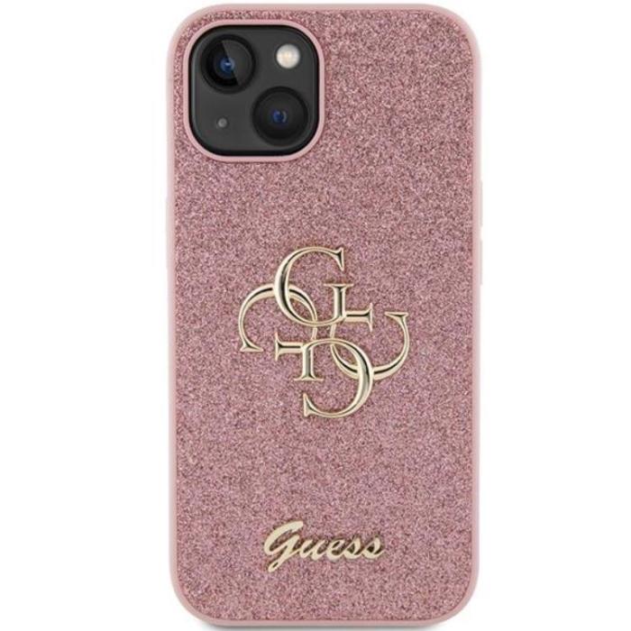 Guess - Guess iPhone 15 Plus Mobilskal Glitter Script Big - Rosa