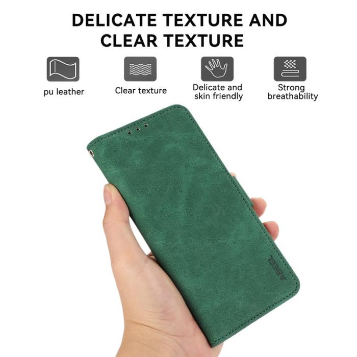 ABEEL - ABEEL Samsung Galaxy A06 4G Plånboksfodral Konstläder Ställ Grön
