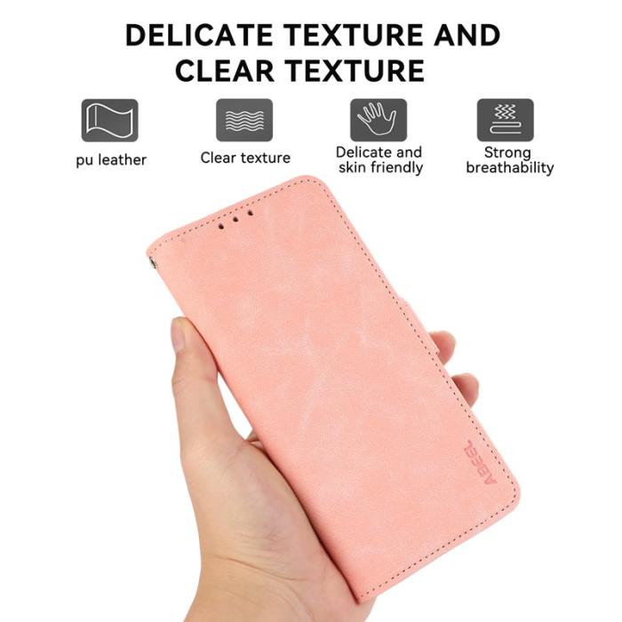 ABEEL - ABEEL Samsung Galaxy A06 4G Plånboksfodral Konstläder Ställ Rosa