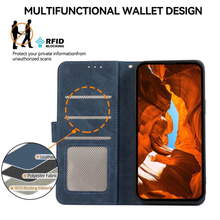 ABEEL - ABEEL Samsung Galaxy A06 4G Konstläder Plånboksfodral RFID-Skydd Blå